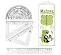 Mathematical Geometry Set,Plastic Math Geometry Kit,Panda-Pattern Packaging, Transparent Plastic, Protractor Straight Ruler Triangle Ruler,4Pcs Measuring Tools, for School/Office/Home/Drawing