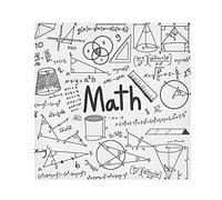 Mathematical Math Formula Equation Graffiti Handwriting Icon Dinner Cloth Napkin, Set of 6 Oversized Reusable Table Napkins, Washable Premium Fabric with Hemmed Edges for Wedding Parties