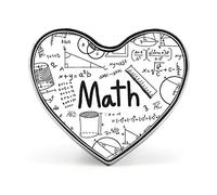 Mathematical Math Formula Equation Graffiti Handwriting Icon Heart Brooch Pin, Unisex Smooth Surface Lapel Tie Pin, Lightweight Badge Jewelry Crafts Decor for Costume Accessory Men Women