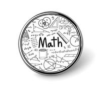 Mathematical Math Formula Equation Graffiti Handwriting Icon Round Brooch Pin, Unisex Smooth Lapel Tie Pin, Lightweight Badge Jewelry Crafts Decor for Costume Accessory Men Women