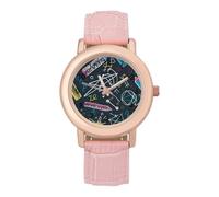 Mathematical Multicolored Formulas Womens Elegant Watch Analogue Quartz Watch Leather Band Wristwatch