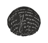 Mathematical Patterns And Calculations Waterproof Shower Cap,Elastic Bathing Hair Cap Environmental Protection Hair Bath Caps, Double WaterproofBathing Shower Hat