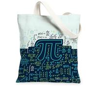 Mathematical Pi Symbol Calculus Quote Modern Canvas Tote Bag 13x15 Inch, Blue, 13x15 Inch