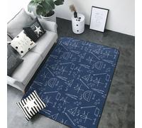Mathematical Print Rug Blue Ruler for Living Room Bedroom Indoor Bedroom Decor Aesthetic 5x7 Soft Throw Washable Non-Slip Rug