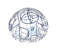 Mathematical Seamless Pattern Waterproof Shower Cap,Elastic Bathing Hair Cap Environmental Protection Hair Bath Caps, Double WaterproofBathing Shower Hat