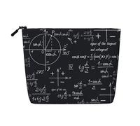 Mathematical Seamless with Geometric Shapes Formulas, Cosmetic Bag Imitation Linen Makeup Bag Portable Travel Toiletry Bag
