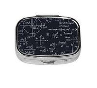 Mathematical Seamless with Geometric Shapes Formulas,Meta Pill Box 2 Compartment Medicine Case,Portable Organizer