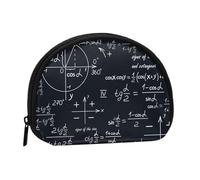Mathematical Seamless with Geometric Shapes Formulas, Women's Storage Bag Shell Makeup Bag Small Coin Purse Shell Change Pouch