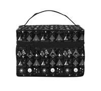 Mathematical Shapes Print Makeup Bag Toiletry Bags, Cute Cosmetic Bags for Women, Large Travel Make Up Organizer Bag