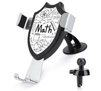 Mathematical Theory Formula Equation Doodle on White Car Phone Mount Stand, Hands Free Cell Mobile Phone Holder, Non-Slip Ultra Stable Universal Fit Automobile Clamp Cradle