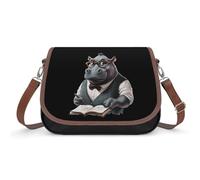 Mathematician Hippo Crossbody Bag Womens Handbag PU Message Bags Shoulder Purse with Adjustable Strap