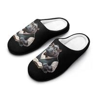 Mathematician Hippo Funny Mens Slippers Cotton Warm House Shoes Memory Foam Sandals Print Size 7-14