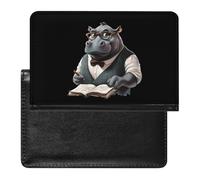 Mathematician Hippo Passport Holder Wallet Cover Credit Card Case Travel Document Organiser with Card Slot