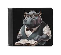 Mathematician Hippo Slim Wallet Bifold Credit Card Holder Case PU Pouch Purse for Men Women