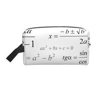 Mathematics and Geometry School with Scientific Formulas Chalk BoardLarge Capacity Cosmetic Organizer，Travel Makeup Bag for Women