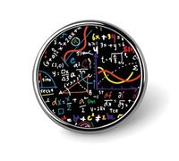 Mathematics And Physics Badge,Comfort Light in Weight Round Emblem Cute Funny Decor Brooch Smooth Does Not Fade Badges for Hats Jackets Coat Shirt