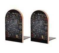 Mathematics and Physics Bookends 1 Pair Non-Skid Wood Bookends Heavy Duty Bookend Metal Adjustable Book Stopper Personalized Modern Book Ends for Home Office Reading Room