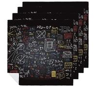 Mathematics and Physics Cloth Napkins for Hotel, Reusable Square Napkins Cloth 4 PCS Washable, Soft Absorbent Napkin for Family Dinners, Weddings, Thanksgiving, New Year Party