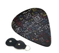 mathematics and physics Guitar Picks 6 Pack with Leather Guitar Pick Holder Keychain, Plectrum Key Fob Cases Bag, Abstract Art Plectrum for Acoustic Electric Guitar, Ukulele 0.46mm