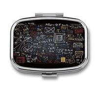 Mathematics and Physics pilldispenser 2-Compartment Portable Travel Square PillCase Daily with Store Vitamins Pocket Medicine Organizer for Office Home Fish Oil