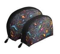 Mathematics And Physics Portable Shell Makeup Bag Set (2 Pieces), Zippered Travel Toiletry Bag For Cosmetics