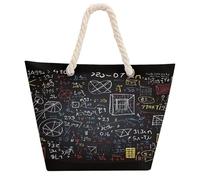 Mathematics And Physics Tote Bag Hemp Rope Beach Bags for Vacation Soft Large Capacity Grocery Handbag for Beach Travel