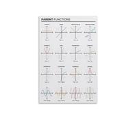 Mathematics Educational Poster Parent Functions and Graphs Calculus Algebra Formula Chart Canvas Wall Art Print for High School College Classroom Decor(Framed,08X12inch(20X30cm))