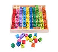 Mathematics Educational Wooden Toys 10x10 Multiplication Table Puzzle Kids Learning Blocks Safe Non Bright Colors Wood Material 19.2cm x 19.2cm