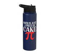 Mathematics Math is Just A Piece of Cake Math Teacher Pi Day Stainless Steel Insulated Water Bottle