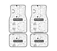 Mathematics Print Car Floor Liners Set 4 Pcs, Waterproof Printed Automotive Mats, Universal Non Slip Floor Mat