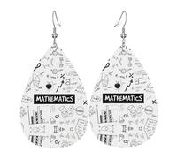 Mathematics Print Piercing Teardrop Earrings Set, Fashion Leather Earrings Dangle Hoop For Women Birthday Party Jewelry Gift