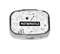 Mathematics Print Print Square Metal Pill Box Decorative Pill Case - Carry Your Meds in Style (Rectangular)