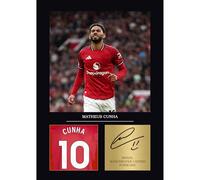 Matheus Cunha Gift Signed A4 Print Display Framed Man United Gifts For Boys Digitally Reproduced Signature United Gifts For Boys Manchester United (Framed)