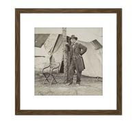 Mathew B Brady Ulysses S Grant 8X8 Inch Square Wooden Framed Wall Art Print Picture with Mount Artery8 Brown One Size