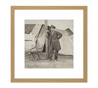 Mathew B Brady Ulysses S Grant 8X8 Inch Square Wooden Framed Wall Art Print Picture with Mount Artery8 Light Oak One Size