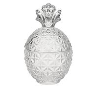 Mathew O Rustic Pineapple Embossed Glass Candy Jar, 5.5x3.5in & 6x4in, Ideal for Candy, Biscuits, Sugar, Home Decoration, Weddings & Events