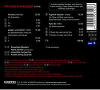 MATHIAS SPAHLINGER: FURIOSO; GEGEN UNENDLICH; FUGITIVE BEAUT‚; APO DO NEW CD