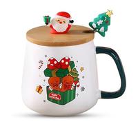 MathLab Gingerbread Man Christmas Mug Gift Set - 400ml Ceramic Coffee & Hot Chocolate Cup with Wooden Lid & Spoon | Handcrafted Festive Gift Box | Eco-Friendly Ceramic, Hand Wash On