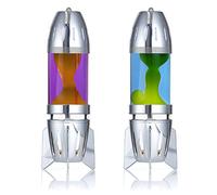 MATHMOS Fireflow Candle Lava Lamp Pair in Chrome - Set of 2 (Violet/Orange & Blue/Yellow)