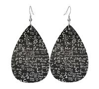 Math'S Chemistry Physics Equations And Formulas Teardrop Dangle Earrings Colorful Teardrop Dangle Faux Leather Earrings Fashionable Drop Earring For Decoration Women Married
