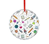 Math's Chemistry Physics Science Formulas Christmas Crystal Decoration Hanging Ornament Round Pendants for Xmas Tree Party Gifts