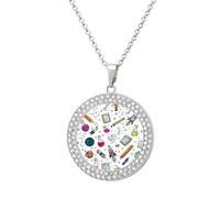 Math's Chemistry Physics Science Formulas Women's Diamond Necklace Alloy Pendant Necklaces Jewelry Gifts Silver-style