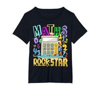 Maths Day Costume Idea for Kids & Numbers Maths Rockstar T-Shirt, Women's Plus, Black, 3X