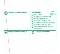 Maths Feedback, Marking & Self-Assesment Teacher Stamp. 10x5cm Self-inking School Stamper. (Green)