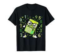 Maths Number Day Cute Green Calculator School Teacher Layout T-Shirt