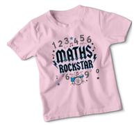 Maths Rockstar Cool Graphic Childrens T-Shirt Mathematics Education Theme Boys Girls Tee School Student Gift 9-11 Years Light Pink