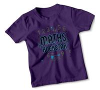 Maths Rockstar Cool Graphic Childrens T-Shirt Mathematics Education Theme Boys Girls Tee School Student Gift 9-11 Years Purple