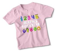 Maths Rockstar Learning Education Kids T-Shirt Fun Monster National Numeracy Number Day Maths Day Boys Girls Tee#2 12-13 Years Light Pink