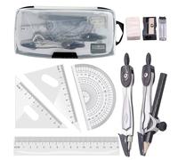 Maths Set, 10pcs Maths Set in Carry Case, Geometry Compasses Set, Arith Protractor Sets, for School and Home Education, Includes Rulers, Protractor, Compass, Pencil Lead Refills, Pencil, Eraser