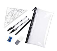 Maths Set for Secondary School, 7 Pcs Pencil Case with Stationery Set